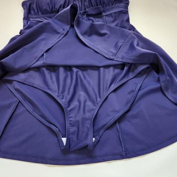 Wantdo Women's One Piece Blue Swimsuit Size 12-14 Swimdress Tankini NWOT - Picture 4 of 13